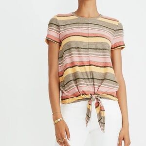 Madewell Texture and Thread Striped Tie Top Shirt XS